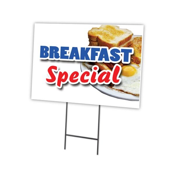 Breakfast Special Yard Sign & Stake outdoor plastic coroplast window, C-1824 Breakfast Special